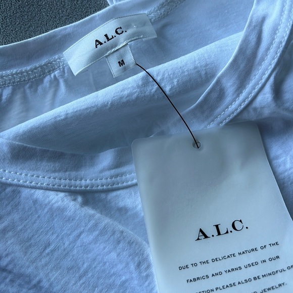 New A.L.C. Jane Ruched Cotton Cropped T-Shirt Size Medium in White - Picture 6 of 7